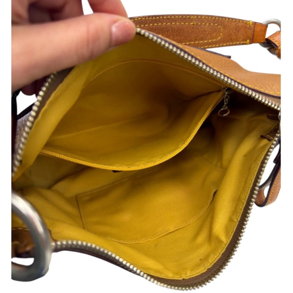 Coach Vintage Y2K Chelsea Leather Hobo Shoulder Bag brown yellow stitch Coach - Picture 12 of 14
